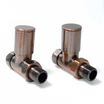 Milan Straight Antique Copper Radiator Valves (Pair)